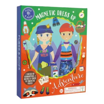 Puzzle magnetyczne z postaciami do przebierania dla dzieci z elementami ubrań i akcesoriów. Floss&Rock Przygoda Lalki Magnetyczna Przebieranka