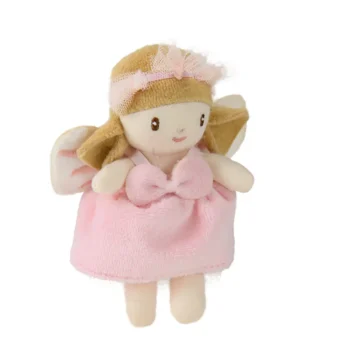 Szmaciana laleczka wróżka zębuszka w różowej sukience z kokardą dla dziecka. ThreadBear Design Laleczka w pudełku Fay Wróżka Zębuszka