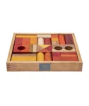 Drewniane klocki w ciepłych kolorach w skrzynce 30 elementów do układania dla dzieci. Wooden Story Drewniane Klocki w Skrzynce – Barwa Ciepła 30 Elementów