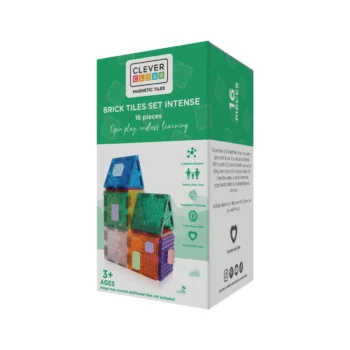 Zestaw 16 kolorowych klocków magnetycznych do budowania dla dzieci powyżej 3 lat. Cleverclixx Klocki magnetyczne Brick Tiles Pack Intense 16 el
