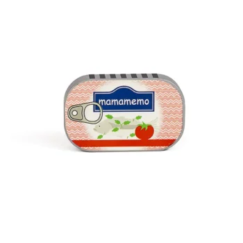 Drewniana zabawkowa puszka z makrelą dla dziecka. MamaMemo Playfood: Makrela w puszcze