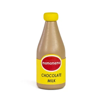Drewniana zabawka butelka mleka czekoladowego dla dziecka. MamaMemo Playfood: Mleko czekoladowe