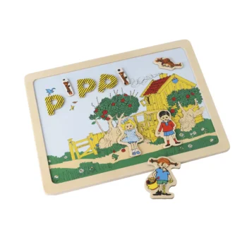 Dwustronna magnetyczna tablica z literkami i obrazkami z motywem dziecięcym dla dziecka. Pippi Dwustronna magnetyczna tablica literki i obrazki