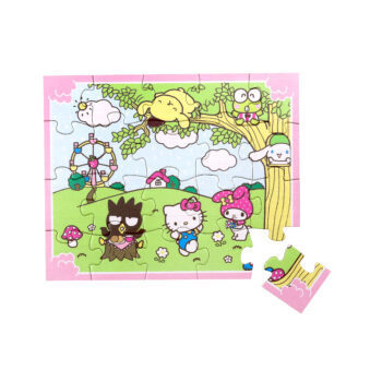 Drewniane puzzle z postaciami Hello Kitty 20 elementów dla dzieci kolorowe. MICKI Drewniane puzzle Hello Kitty 20 szt