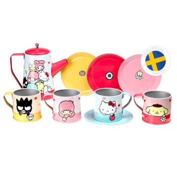 Zestaw do serwowania herbaty dla dzieci czajnik cztery kubki i cztery talerzyki z postaciami Hello Kitty kolorowy. MICKI Zestaw do serwowania herbaty Hello Kitty kubki akcesoria
