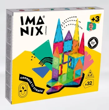 Klocki magnetyczne 32 elementy kolorowe dla dzieci powyżej 3 lat. Imanix klocki magnetyczne CLASSIC 32 elem