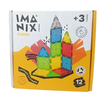 Klocki magnetyczne 12 elementów w różnych kolorach dla dzieci powyżej 3 lat. Imanix klocki magnetyczne CLASSIC 12 elem