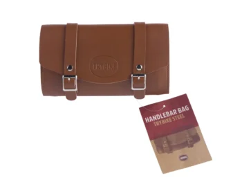 Torba na kierownicę rowerową brązowa z klamrami z tworzywa dla rowerzysty. CoandCo Handlebar bag steel