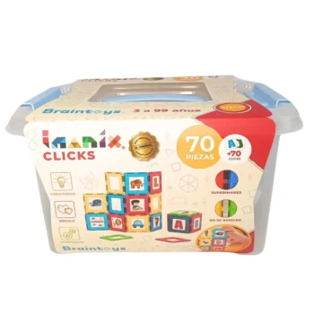 Klocki magnetyczne 70 elementów kolorowe dla dzieci. Imanix klocki magnetyczne CLICKS 140 elem