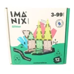 Klocki magnetyczne 12 elementów z brokatem dla dzieci i dorosłych. Imanix klocki magnetyczne GLITTER 12 elem