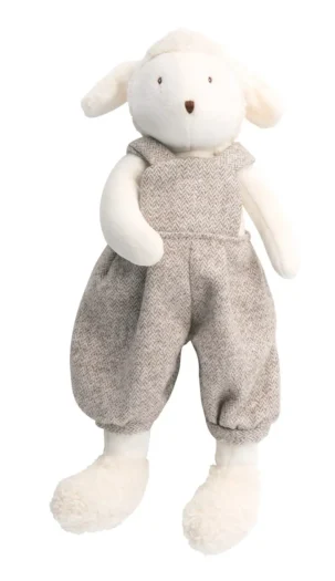 Pluszowa maskotka owca w szarych spodniach dla dziecka. Moulin Roty Maskotka owca Albert 30cm