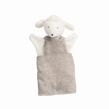 Pacynka owca Albert z białą głową i szarą sukienką dla dziecka. Moulin Roty Pacynka Albert 25cm