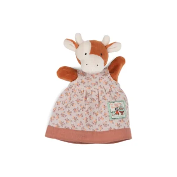 Pacynka krówka w sukience w kwiaty dla dziecka. Moulin Roty Pacynka krówka Charlotte MAŁA SZKOŁA TAŃCA