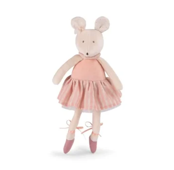 Pluszowa maskotka myszka w różowej sukience i baletkach dla dziecka. Moulin Roty Maskotka myszka Anna w pudełku SZKOŁA TAŃCA