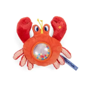 Czerwona pluszowa grzechotka maskotka krab dla niemowlaka. Moulin Roty Maskotka grzechotka KRAB H 14 cm