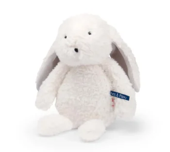 Pluszowy biały królik z długimi uszami dla dziecka. Moulin Roty Pluszowa lampka królik PUCE & PILOU