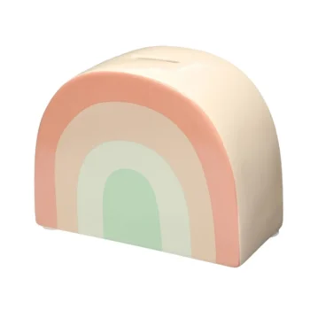 Ceramiczna skarbonka w kształcie tęczy w pastelowych kolorach dla dziecka. Pearhead Skarbonka dla Dziecka Tęcza
