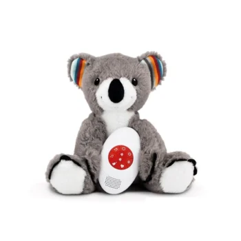 Szara pluszowa przytulanka koala z kolorowymi uszami z wbudowanym urządzeniem do szumienia dla niemowląt. Zazu COCO Szumiąca Przytulanka Koala