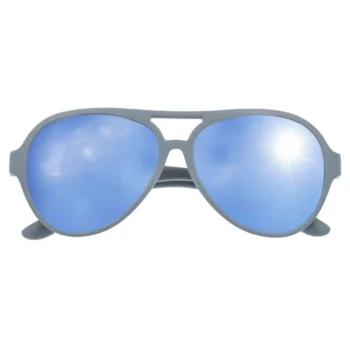 Okulary przeciwsłoneczne dziecięce z niebieskimi lustrzanymi szkłami i szarą oprawką dla dziecka. Dooky Okulary przeciwsłoneczne Jamaica Air BLUE3-7