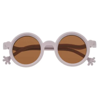 Różowe okrągłe okulary przeciwsłoneczne dla dziecka z ozdobnymi zausznikami w kształcie dłoni. Dooky Okulary przeciwsłoneczne Waikiki PINK 6-36