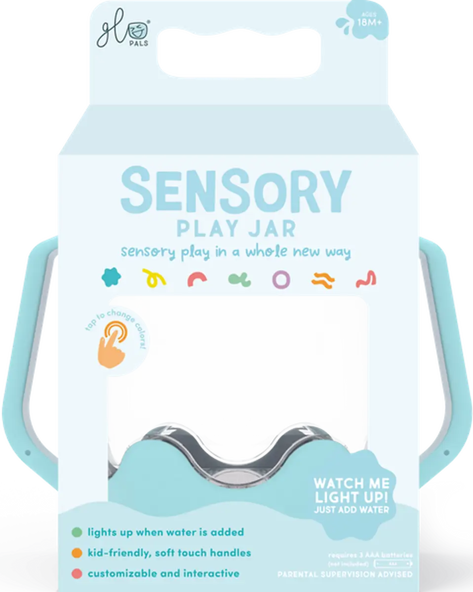Błękitny sensoryczny słoik do napełniania wodą zabawka do kąpieli dla dzieci. Glo Pals Słoik sensoryczny do napełniania wodą kolor błękitny Frosty Fun