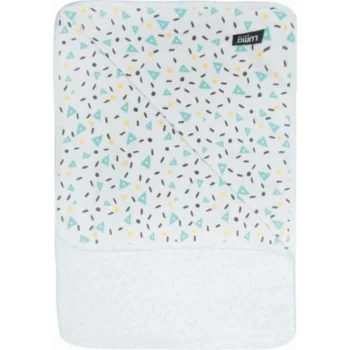 Kocyk dziecięcy w kolorze miętowym z geometrycznym wzorem trójkątów i kropek. Luma Baby Multi Kocyk 75×100 Shapes Mint