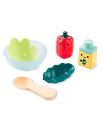 Zestaw plastikowych zabawek do kąpieli w kształcie warzyw i sztućców dla dziecka. Skip Hop Zabawka Sałatka do Kąpieli Tub to Table Café