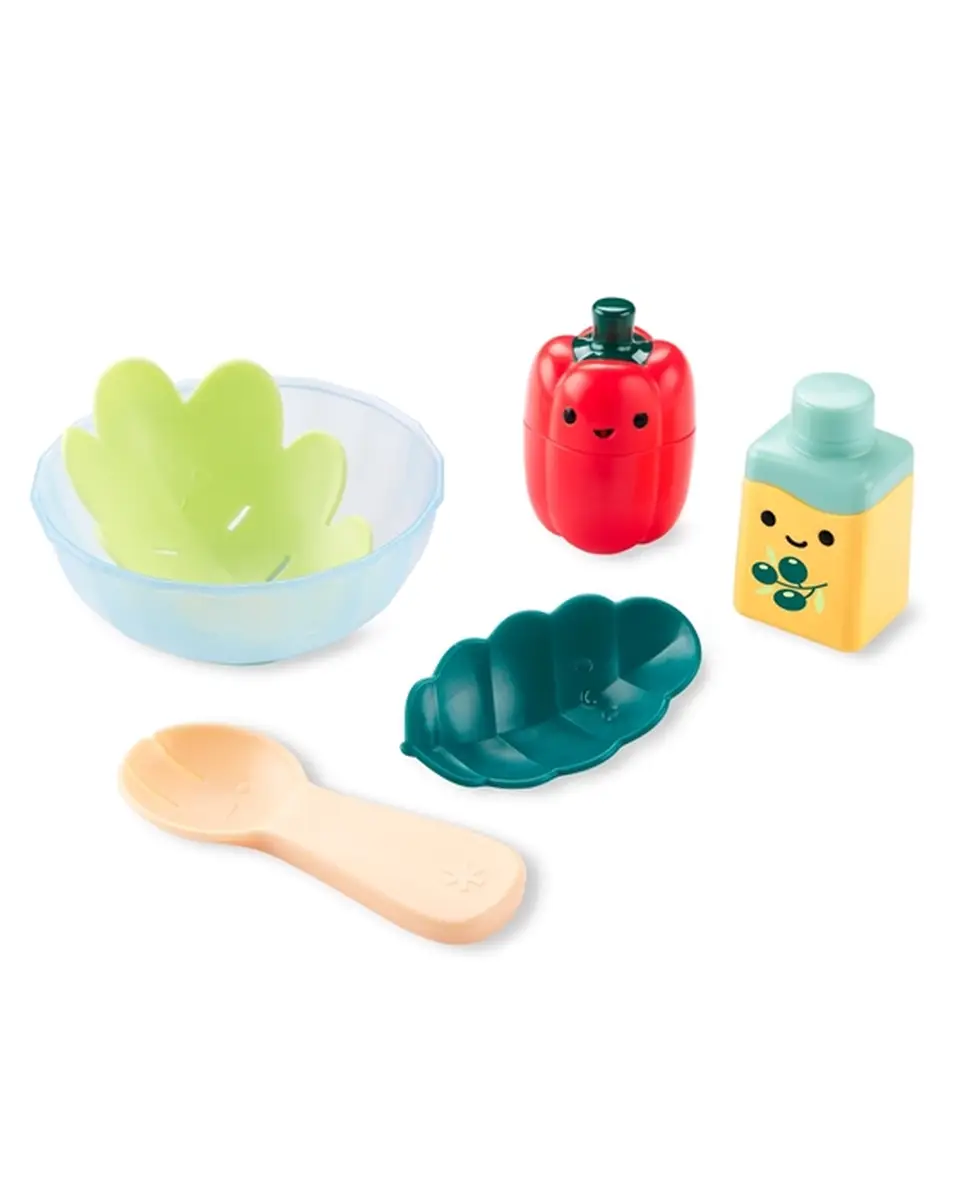 Zestaw plastikowych zabawek do kąpieli w kształcie warzyw i sztućców dla dziecka. Skip Hop Zabawka Sałatka do Kąpieli Tub to Table Café