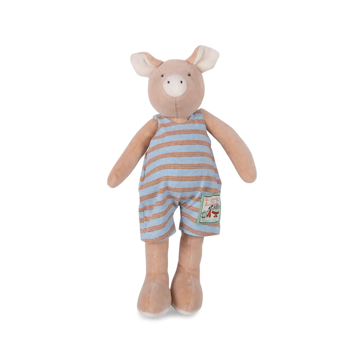 Pluszowa maskotka świnka w niebiesko-pomarańczowe paski dla dziecka. Moulin Roty Maskotka świnka Philemon 35cm