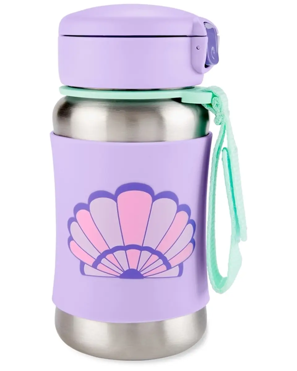 Termiczny bidon dla dziecka stalowy fioletowa muszelka miękki uchwyt na rękę. Skip Hop Bidon dla Dziecka Termiczny Muszelka 350ml Spark Style