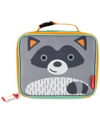 Torba termiczna na lunch w szopa szara z pomarańczowymi i zielonymi elementami dla dziecka. Skip Hop Torba Termiczna Lunch Bag Szop ZOO