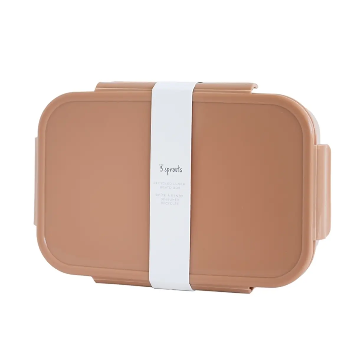 Prostokątna śniadaniówka bento w kolorze rdzawego brązu z białym paskiem dla dziecka. 3 Sprouts Lunchbox Bento Rust