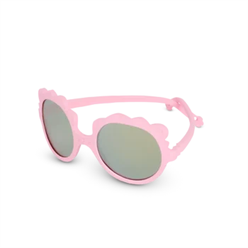 Różowe okulary przeciwsłoneczne dziecięce z okrągłymi szkłami i uszami lwa na oprawkach dla dziecka. Ki ET LA Okulary przeciwsłoneczne Lion 1-2 Pink