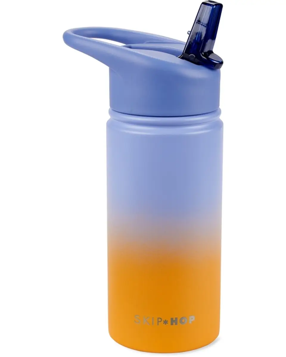 Butelka termiczna dla dziecka niebiesko-pomarańczowa z ustnikiem 450 ml. Skip Hop Butelka Termiczna z Ustnikiem 450ml Ombre Blue Wander