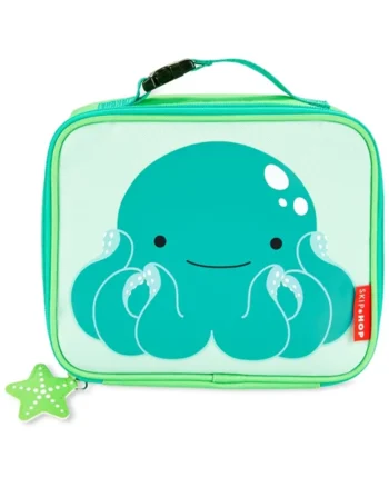 Zielona torba termiczna na lunch z nadrukiem niebieskiej ośmiornicy dla dziecka. Skip Hop Torba Termiczna Lunch Bag Ośmiornica ZOO
