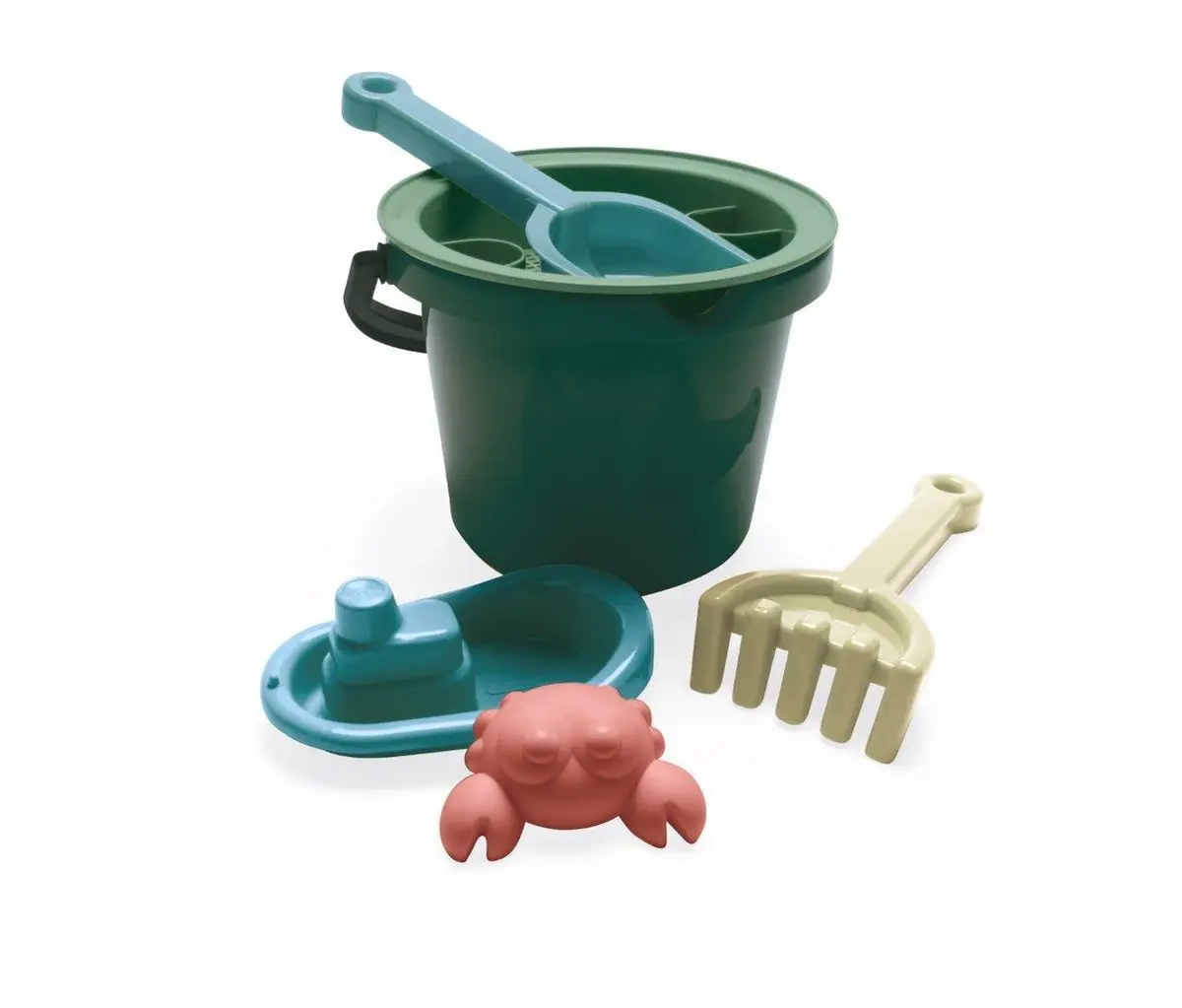 Zestaw do piasku wiaderko łopatka grabki foremka krab dla dziecka. Dantoy BLUE MARINE Toys Zestaw do piasku w plecaku