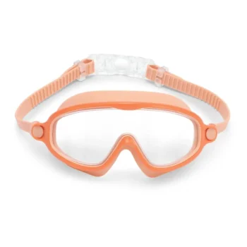 Pomarańczowa maska do pływania dla dzieci z regulowanym paskiem i przezroczystymi szkłami. Vanilla Copenhagen Maska do pływania Sand Rose/Deep Coral 3-8l