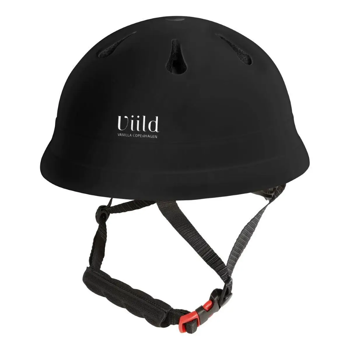 Czarny kask ochronny dla dzieci z regulowanym paskiem i otworami wentylacyjnymi dla dzieci 3-5 lat. Vanilla Copenhagen Kask ochronny dla dzieci BLACK XS (48-52cm) 3-5 l