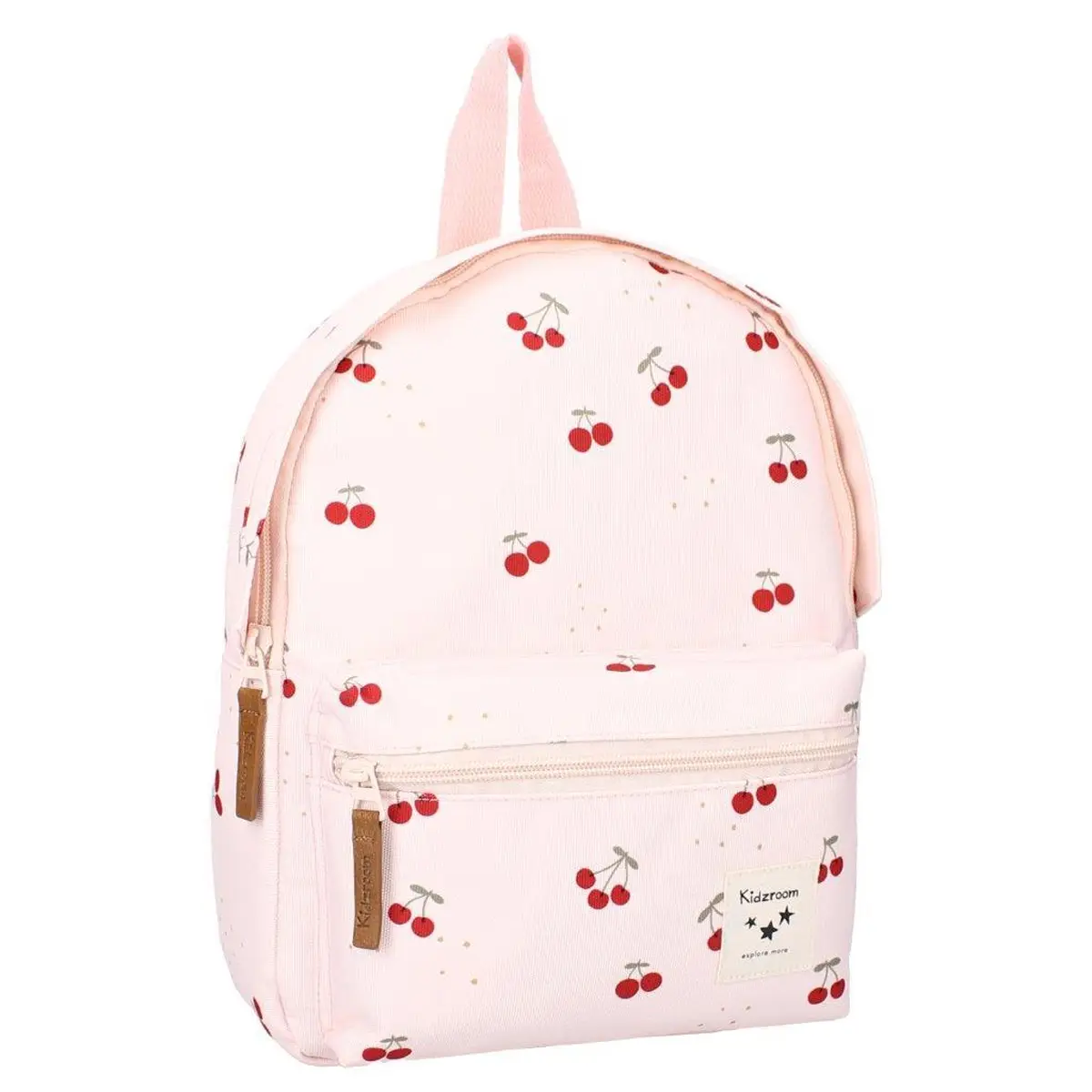 Plecak dziecięcy różowy w czerwone wisienki z kieszenią z przodu dla dziecka. Kidzroom Plecak dla dzieci Secret Garden Pink