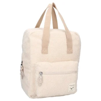 Plecak dziecięcy beżowy z miękkiego materiału z kieszenią z przodu dla dziecka. Kidzroom Plecak dla dzieci Berlin Soft beige