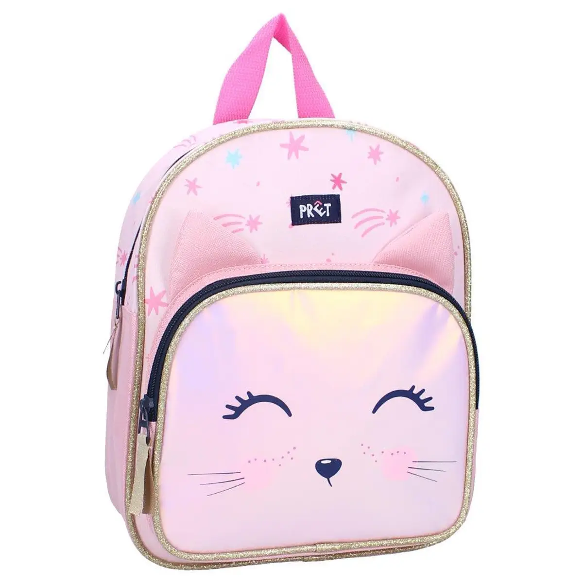 Różowy plecak dziecięcy z motywem kota i uszami na froncie dla dziecka. Pret Plecak dla dzieci Kotek Giggle pastel pink