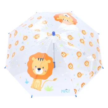 Przezroczysty parasol przeciwdeszczowy z pomarańczowymi lwami dla dziecka. Pret Parasol przeciwdeszczowy LEW Rainy Days