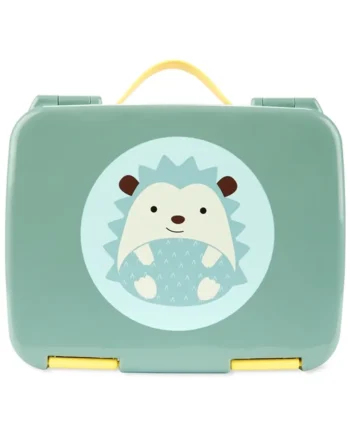Zielona śniadaniówka dla dziecka z rysunkiem jeża i żółtym uchwytem. Skip Hop Lunchbox dla Dziecka Bento Jeż ZOO