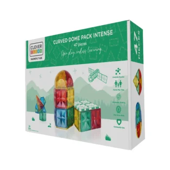Klocki magnetyczne w różnych kolorach zestaw 47 elementów dla dzieci. Cleverclixx Klocki magnetyczne Curved Dome Pack Intense 47el