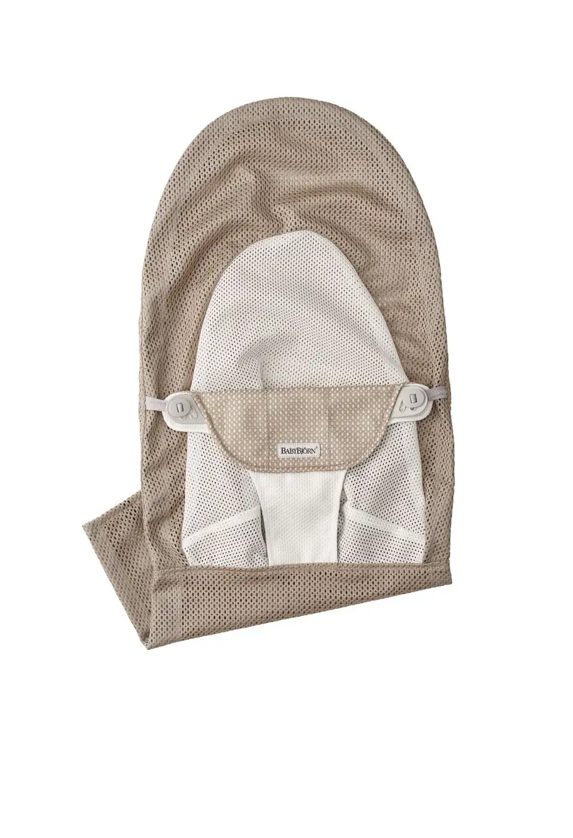 Poszycie do leżaczka dla niemowlaka szare beżowe białe z siateczki. Babybjorn poszycie do leżaczka Balance Soft Szary Beż/Biały Mesh