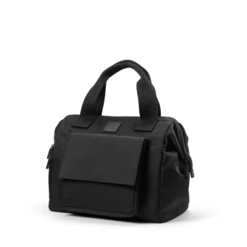 Czarna torba dla mamy z krótkimi uchwytami i przednią kieszenią z klapką. Elodie Details Torba dla mamy Black Wide Frame