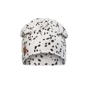 Cienka biała czapka w czarne cętki dla niemowlaka 6-12 miesięcy. Elodie Details Czapka Dalmatian Dots 6-12 m-cy