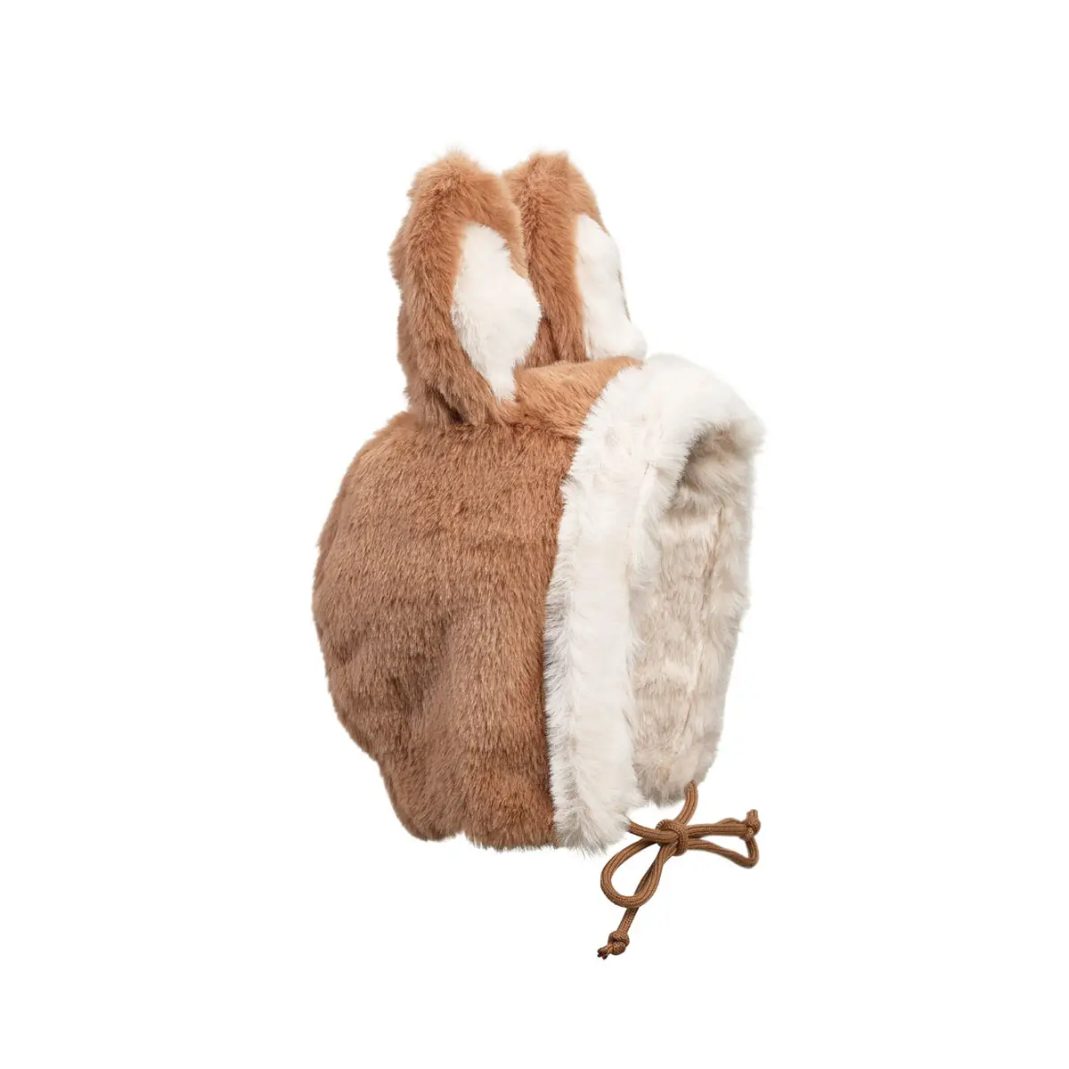 Zimowa czapka dla niemowlaka w kolorze brązowym z uszami króliczka i białym futerkiem przy twarzy. Elodie Details Czapka Winter Bonnet Bunny Darling 6-12 m-cy