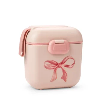 Różowa śniadaniówka z nadrukiem kokardy dla dziecka. Elodie Details Lunchbox Rosy Bow