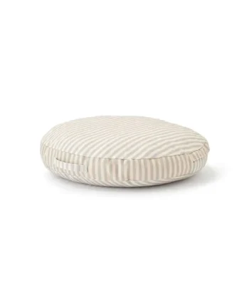 Okrągła poduszka na podłogę w beżowo białe paski dla dziecka. Kid’s Concept Poduszka na podłogę 60cm stripe
